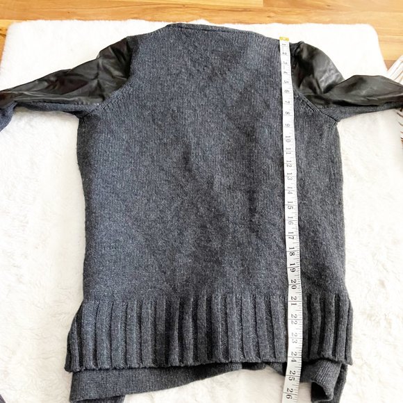 Vince open front cardigan wool and lamb leather sleeve size XS - Picture 7 of 8
